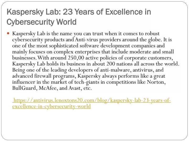 kaspersky lab 23 years of excellence in cybersecurity world