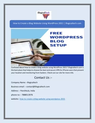 How to Create a Blog Website Using WordPress 2021 | Illogicaltech.com