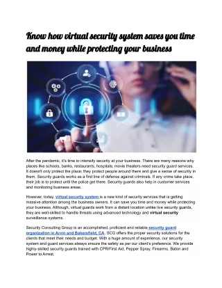 know how virtua securit syste save yo tim an mone