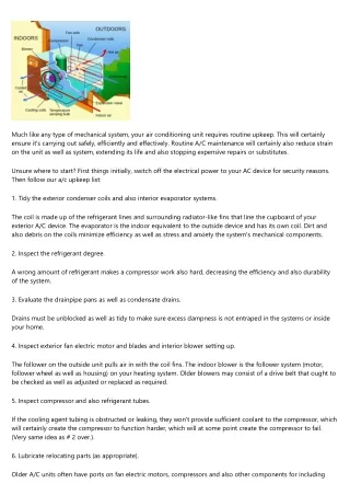 Residential Central Air Maintenance Checklist