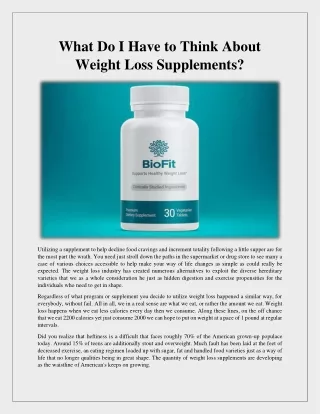 what do i have to think about weight loss