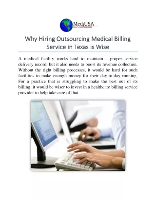 Why Hiring Outsourcing Medical Billing Service in Texas is Wise