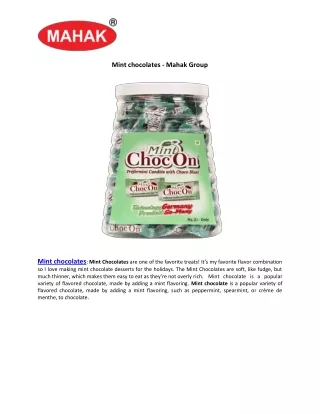 Mint chocolates - Mahak Group