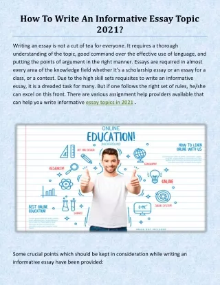how to write an informative essay topic 2021