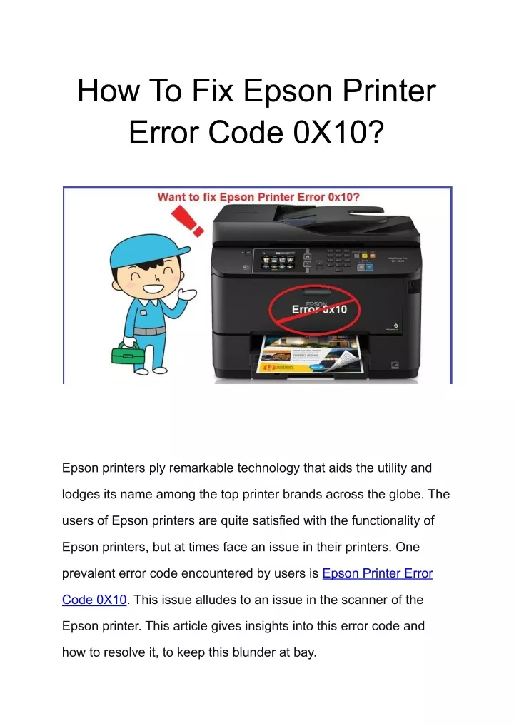 Ppt How To Fix Epson Printer Error Code 0x10 New Powerpoint Presentation Id10447215 9153