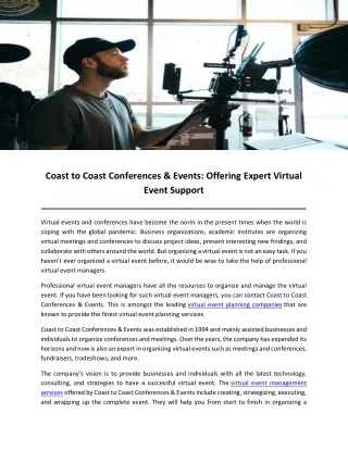 coast to coast conferences events offering expert