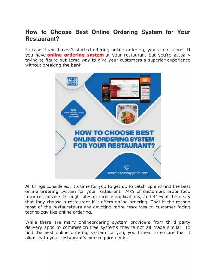 how to choose best online ordering system