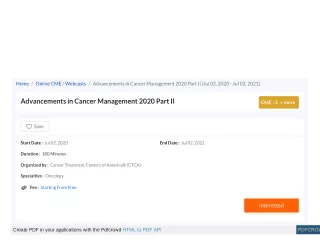 home online cme webcasts advancements in cancer