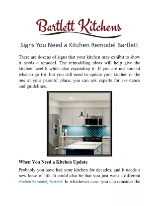 Signs You Need a Kitchen Remodel Bartlett