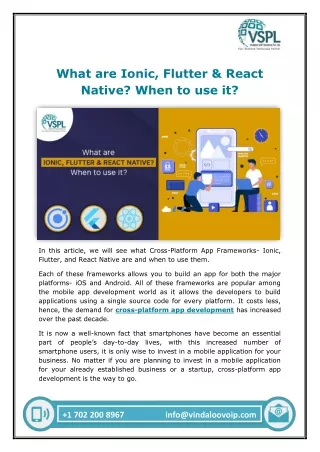 what are ionic flutter react native when to use it