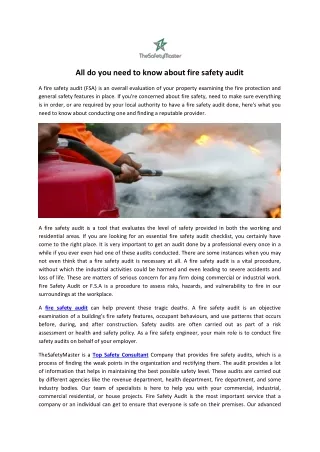all do you need to know about fire safety audit