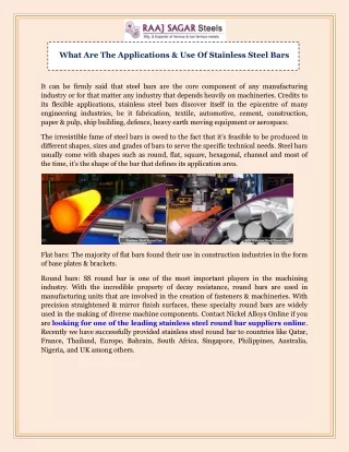 what are the applications use of stainless steel