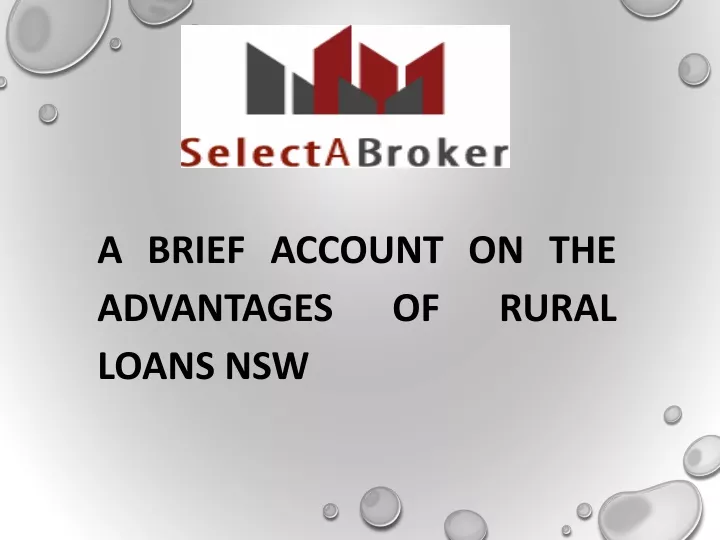 a brief account on the advantages of rural loans