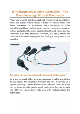 wire harnesses cable assemblies the manufacturing