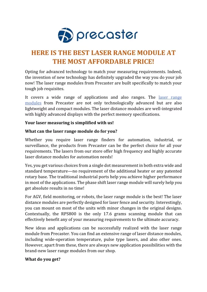here is the best laser range module at the most