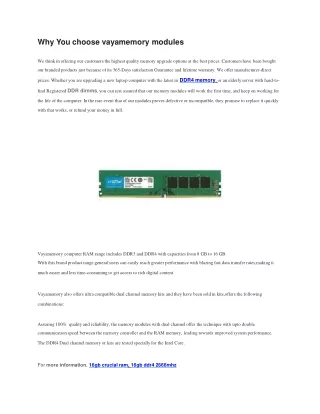 Why You choose vayamemory modules