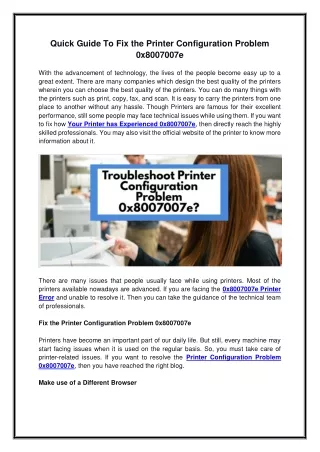 quick guide to fix the printer configuration