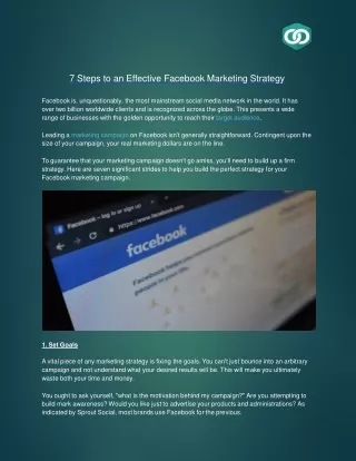 7 Steps to an Effective Facebook Marketing Strategy