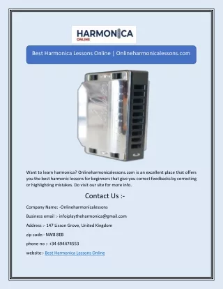 Best Harmonica Lessons Online | Onlineharmonicalessons.com