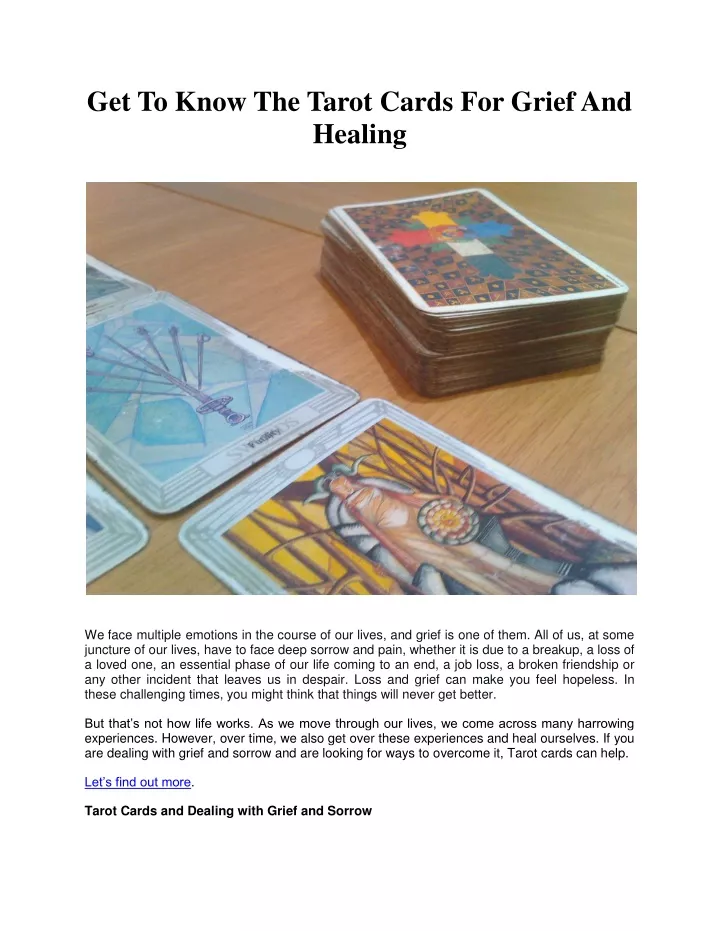 get to know the tarot cards for grief and healing