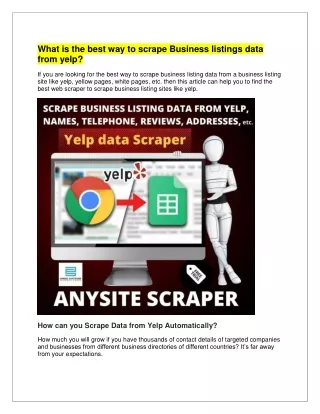 Yelp data scraper to scrape b2b leads data, Telephone, reviews