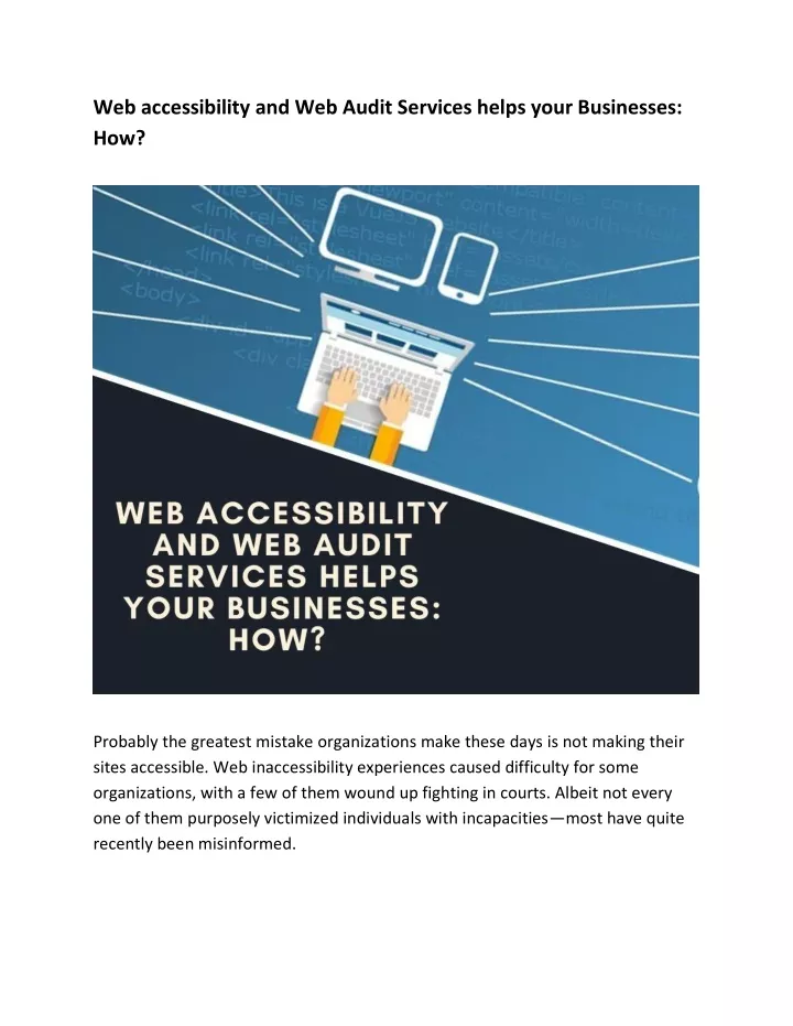 web accessibility and web audit services helps