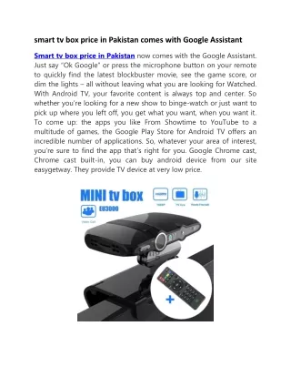 smart tv box price in pakistan comes with google