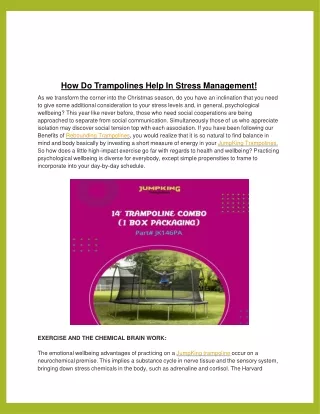 how do trampolines help in stress management