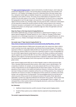 the hyper spectral imaging market is majorly