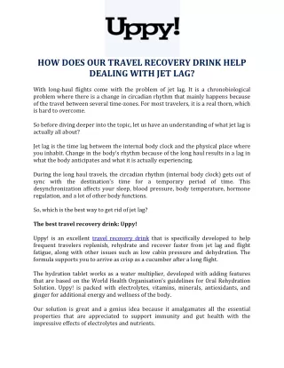 How Does Our Travel Recovery Drink Help Dealing With Jet Lag?