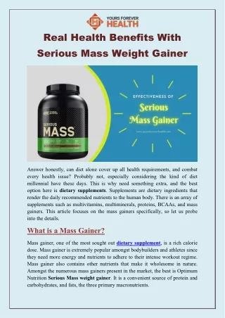 real health benefits with serious mass weight