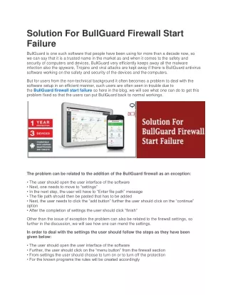 solution for bullguard firewall start failure