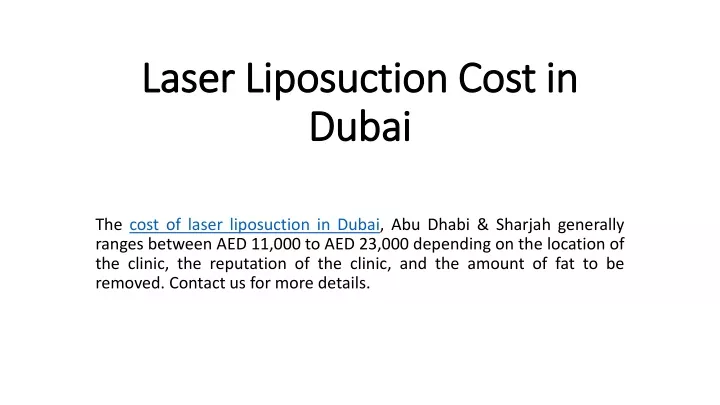 laser liposuction cost in dubai