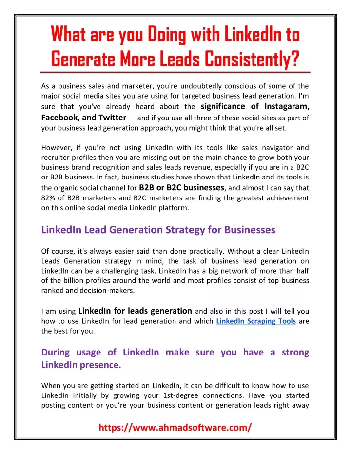 what are you doing with linkedin to generate more