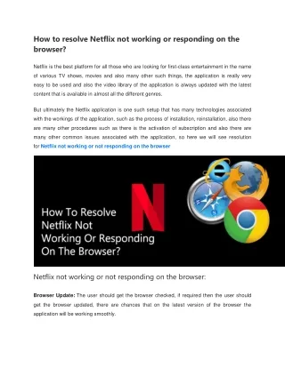 how to resolve netflix not working or responding