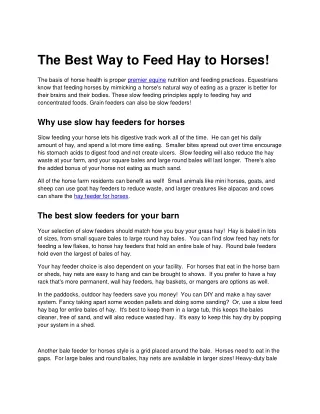the best way to feed hay to horses
