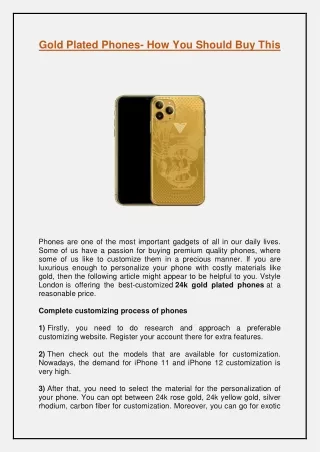 Gold Plated Phones- How You Should Buy This