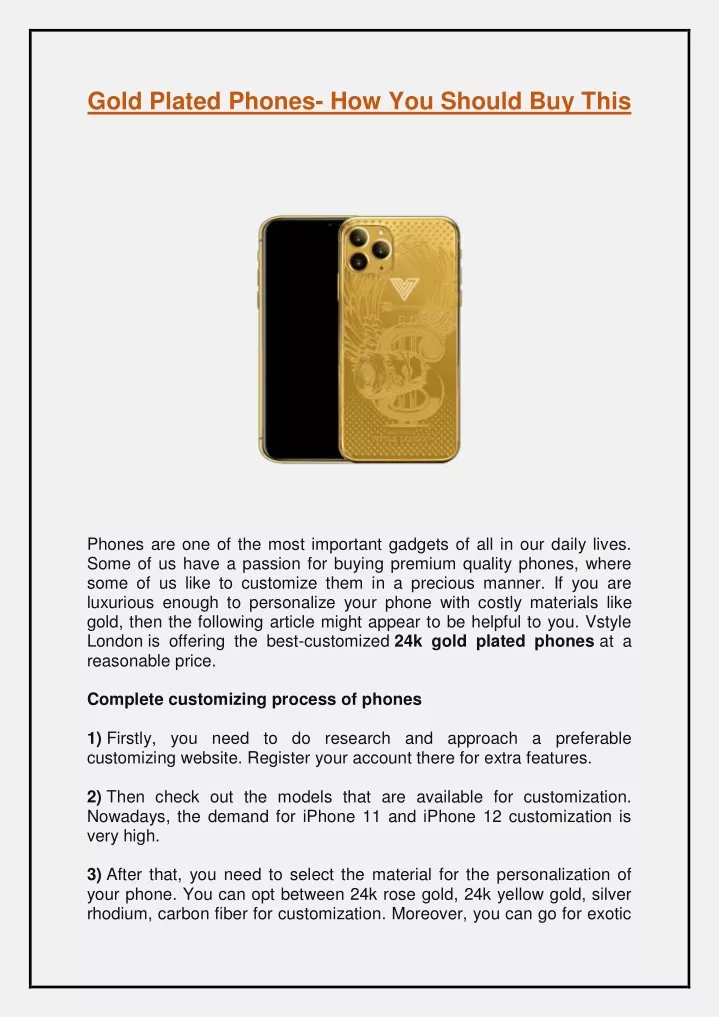 gold plated phones how you should buy this