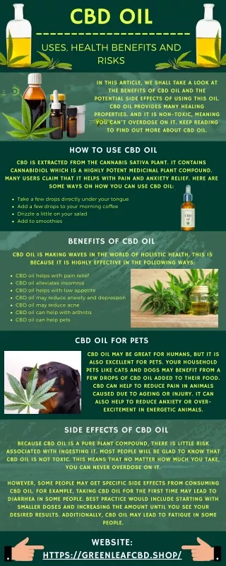 Uses, Health Benefits and Risks - CBD Oil