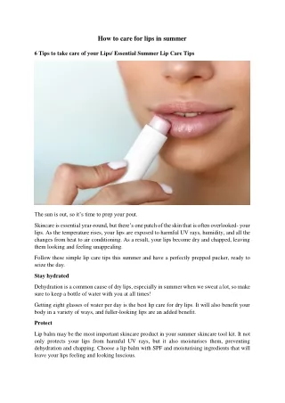 How to care for lips in summer