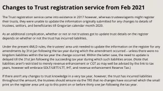 Changes to Trust registration service from Feb 2021
