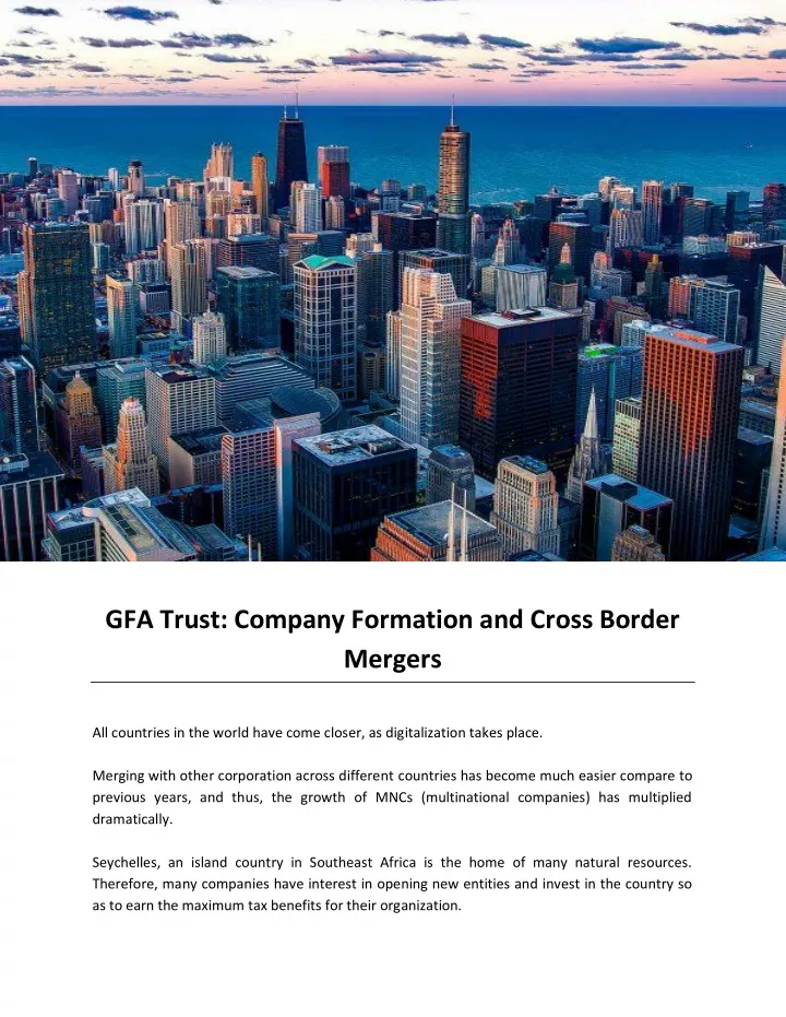 gfa trust company formation and cross border