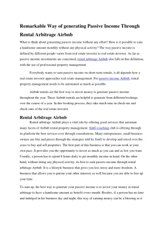 remarkable way of generating passive income