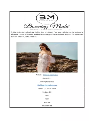 Brisbane Bridal Stores | BoomingModa.com.au