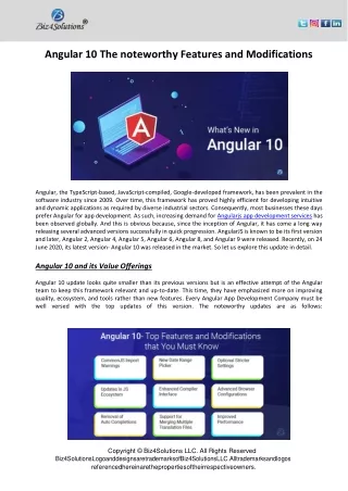 angular 10 the noteworthy features