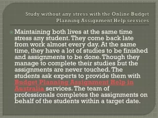 study without any stress with the online budget planning assignment help services