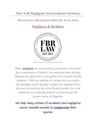 New York Negligence And Accidents Attorneys