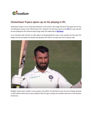 cheteshwar pujara opens up on his playing in ipl