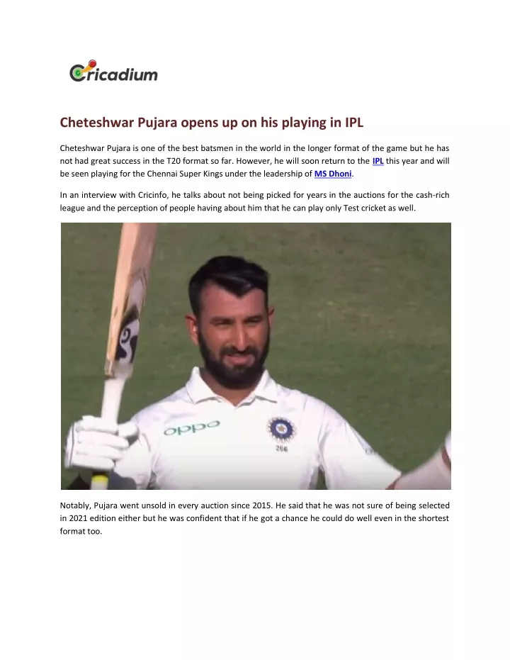 cheteshwar pujara opens up on his playing in ipl