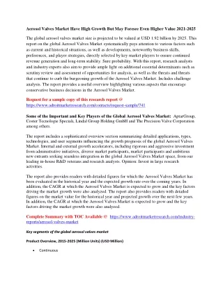 aerosol valves market have high growth
